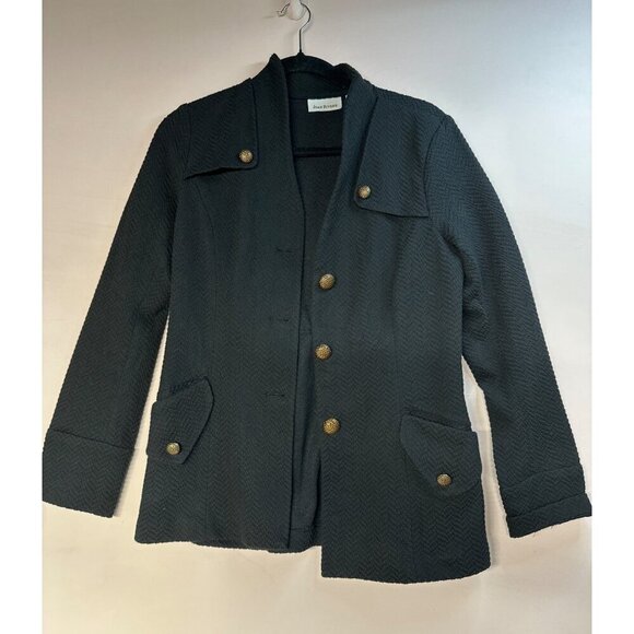 Joan Rivers Jackets & Blazers - Joan Rivers Women’s XS Black Textured Blazer Gold Tone Buttons Preppy Academia